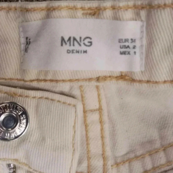 MNG Cream Wide Leg Balloon Fit High Rise Jeans Size  26 - Picture 7 of 8